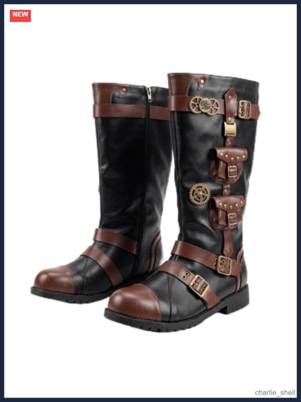 Men's Renaissance Steampunk Knee-High Boots Faux Leather Cosplay